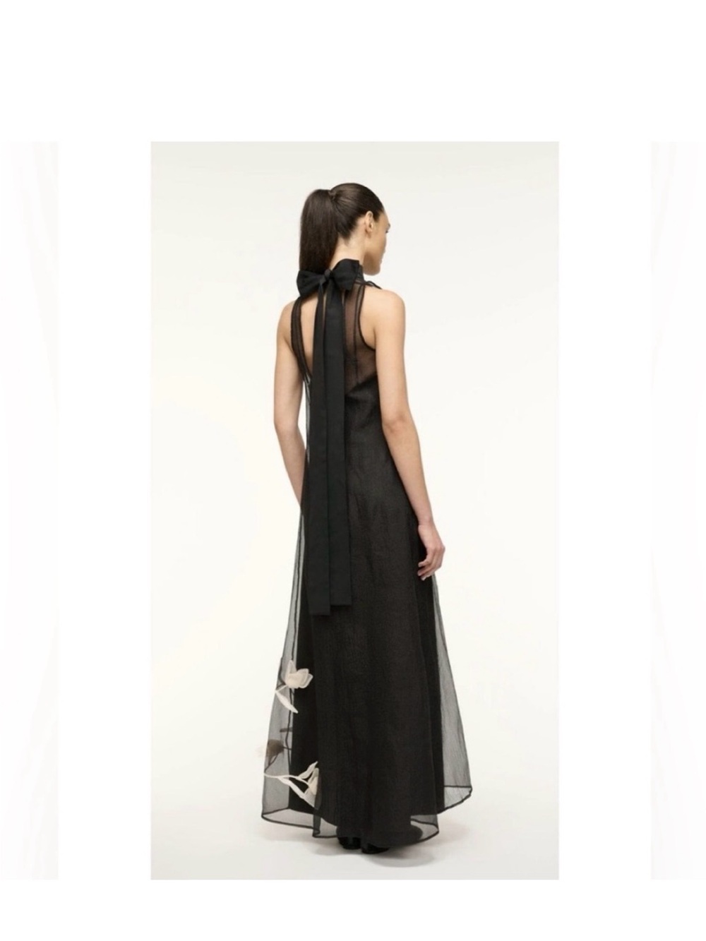STAUD Black Albee Maxi Dress with White Floral Appliqué - Picture 2 of 4